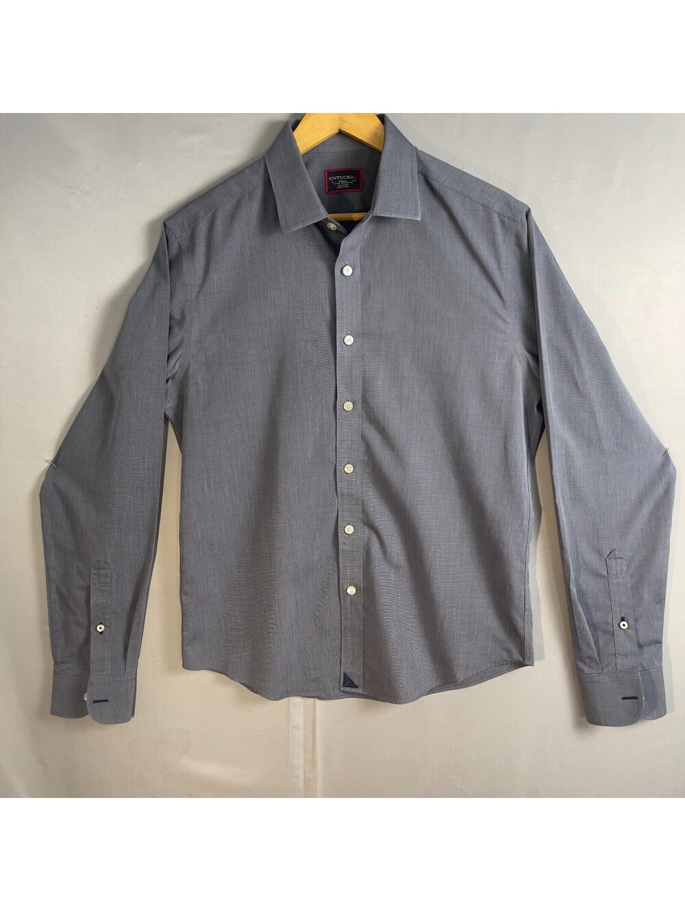 Untuckit Shirt SMALL Slim Fit Wrinkle Free Blue Orville WF Long Sleeve